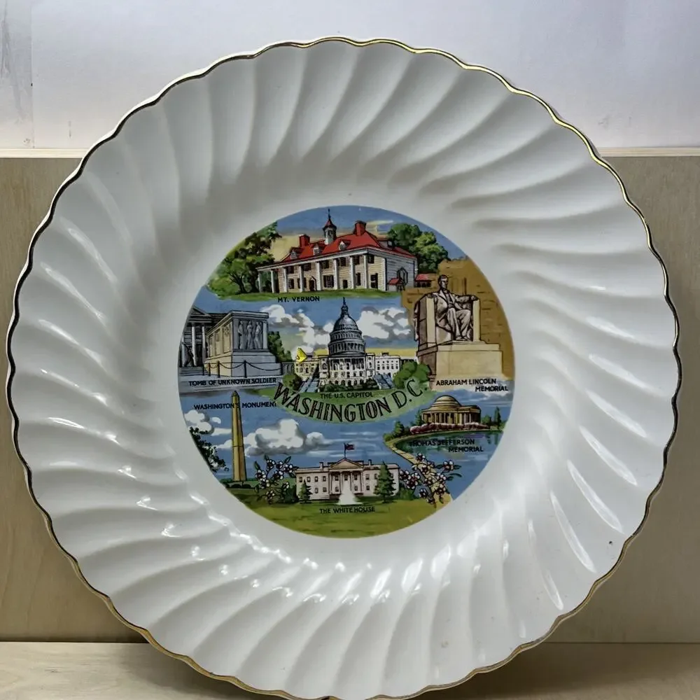 Washington DC Souvenir Plate, Vintage MidCentury US Capitol Collectible Souvenir